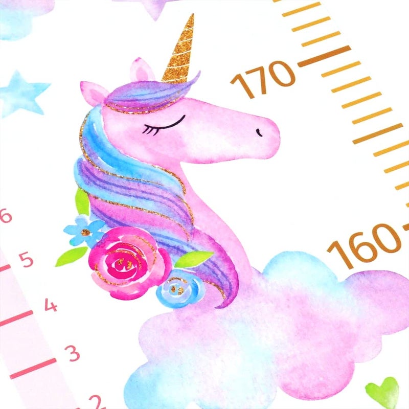Home Evolution Kids Growth Chart Height Measuring Chart, Unicorn Canvas Wall Hanging Rulers for Baby Children Girls Bedroom Decor - Image 2